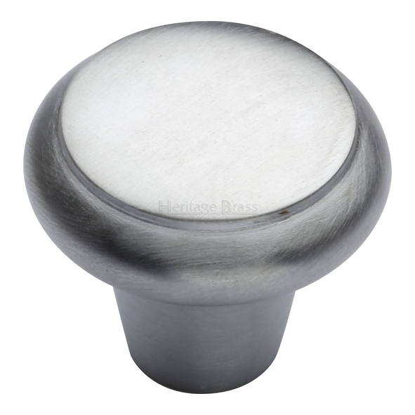 C3990 38-SC • 38 x 16 x 32mm • Satin Chrome • Heritage Brass Flat Faced Bun Cabinet Knob